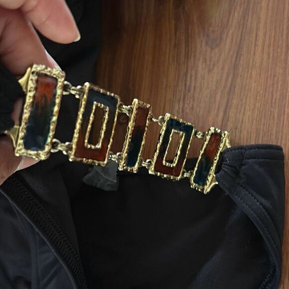 Victoria's Secret black one piece cut out bathing suit with gold hardware size S - Picture 2 of 5